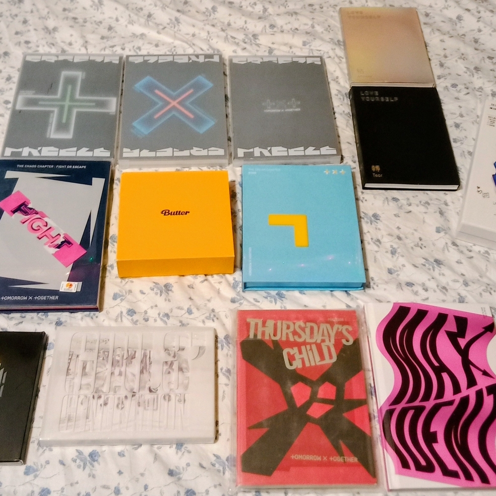 K-Pop Album Collection with Colorful Covers